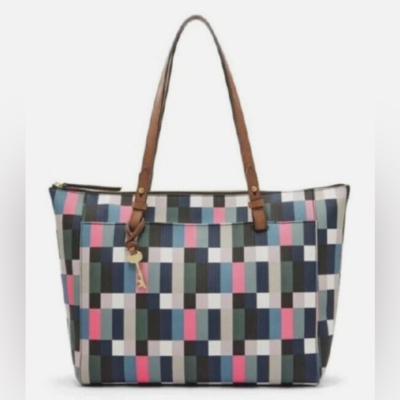 Fossil Rachel Pixel Grid Multicolor Shoulder Bag With Wallet - Picture 9 of 10